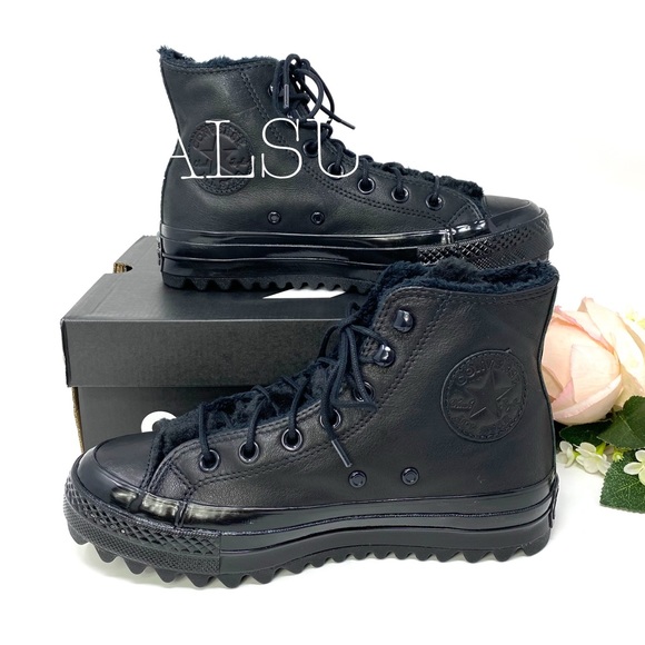 Converse Ctas Lift Ripple High Top Black Leather W - Picture 5 of 8